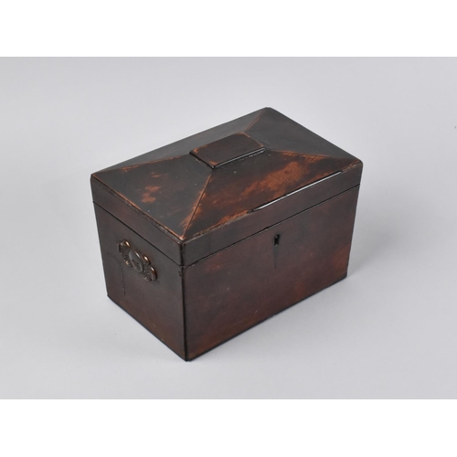 5 - A 19th Century Mahogany Sarcophagus Shaped Two Division Tea Caddy, In Need of Some Restoration, 18.5... 