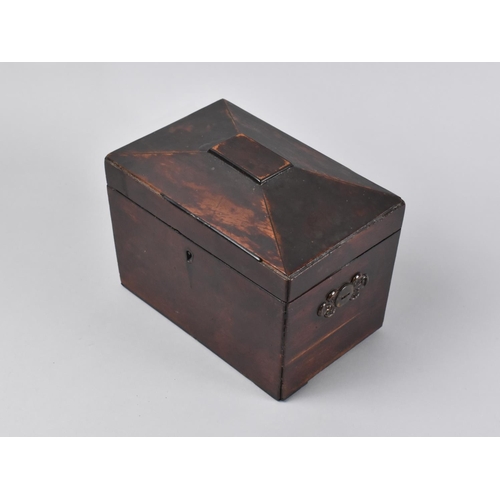 5 - A 19th Century Mahogany Sarcophagus Shaped Two Division Tea Caddy, In Need of Some Restoration, 18.5... 