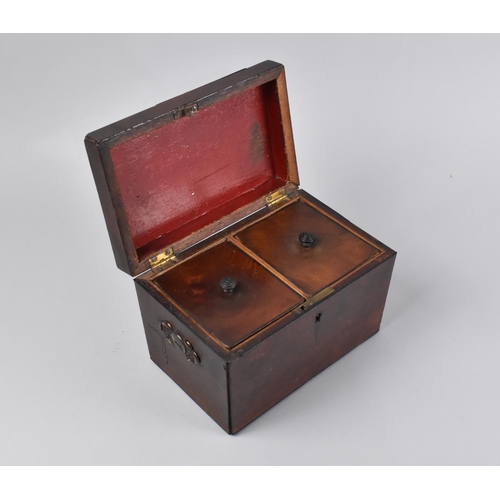 5 - A 19th Century Mahogany Sarcophagus Shaped Two Division Tea Caddy, In Need of Some Restoration, 18.5... 