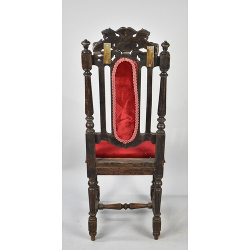 503 - An Edwardian Gothic Revival Oak Framed Hall Side Chair with Reeded Supports and Carved Lion Top Rail... 