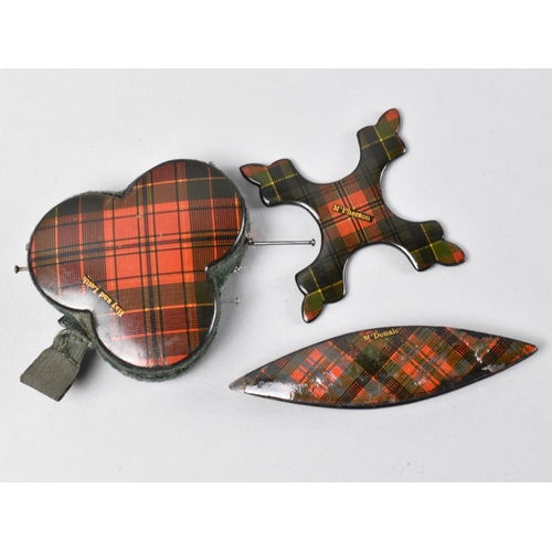 55 - A Collection of Three Tartan Ware Items, Inscribed McPherson, McDonald and Hay and Leith