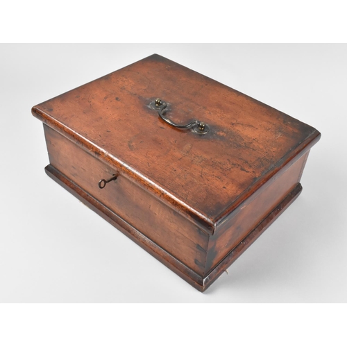 6 - A Late Victorian Mahogany Clerk's Writing Box with Hinged Lid to Fitted Interior, 34cm Wide