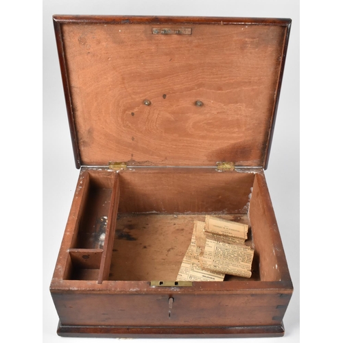 6 - A Late Victorian Mahogany Clerk's Writing Box with Hinged Lid to Fitted Interior, 34cm Wide