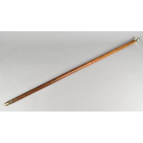 66 - A Silver Topped Malacca Walking Cane, the Handle Engraved 