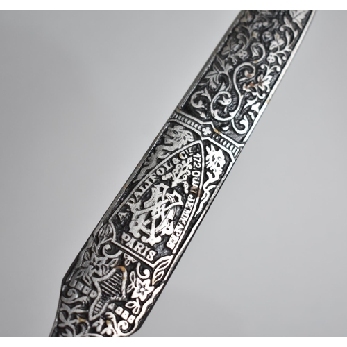 69 - A French Cast Metal Letter Opener Inscribed for A. Dalifol, Paris, 23.5cm Long