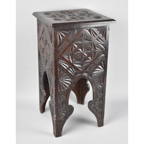 7 - A Late Victorian/Edwardian Carved Square Topped Stand, 27cm Square and 51cm High