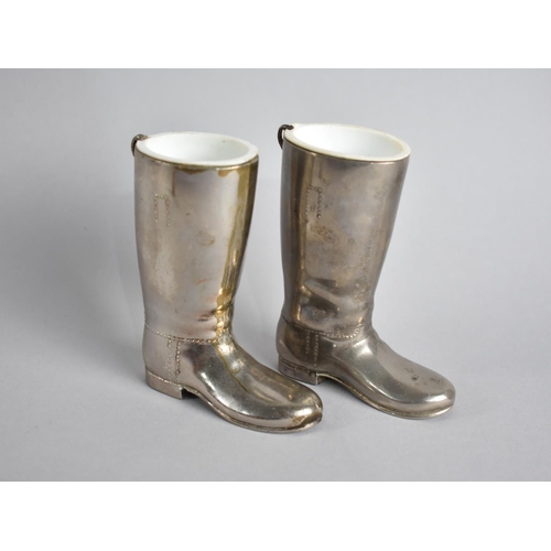 71 - A Pair of Novelty Spirit Measures in the Form of Silver Plated Riding Boots, Inscribed Grenadier, 9c... 