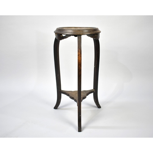 88 - An Edwardian Circular Topped Tripod Vase Stand with Extended Cabriole Supports and Stretchers Shelf,... 