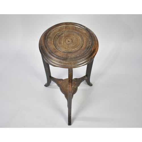 88 - An Edwardian Circular Topped Tripod Vase Stand with Extended Cabriole Supports and Stretchers Shelf,... 
