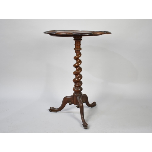 90 - A William IV Rosewood Tripod Table with Barley Twist Supports, 53cm Diameter and 71cm High