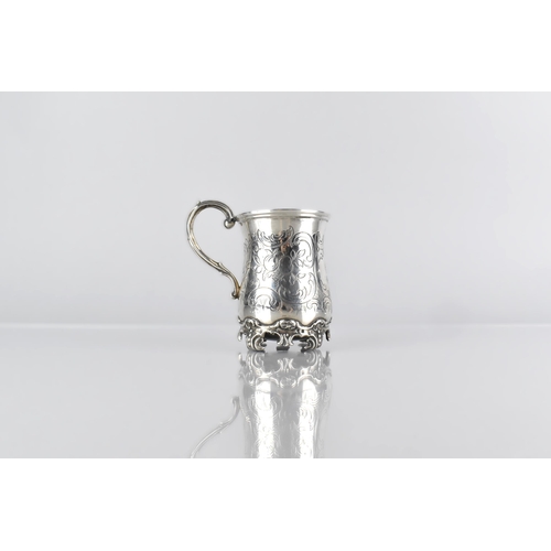 43 - A Victorian Silver Christening Mug by John Yapp and John Woodward, The Body with Engraved Scrolls an... 