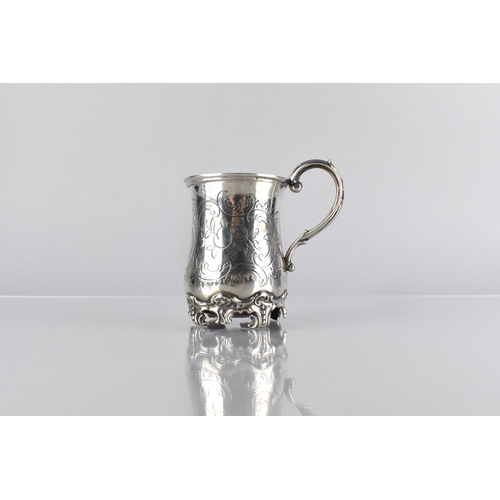 43 - A Victorian Silver Christening Mug by John Yapp and John Woodward, The Body with Engraved Scrolls an... 