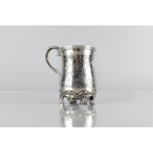 43 - A Victorian Silver Christening Mug by John Yapp and John Woodward, The Body with Engraved Scrolls an... 