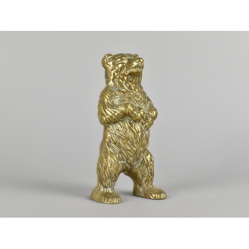 14 - A Heavy Solid Cast Brass Study of a Standing Black Forest Bear, 15cm High