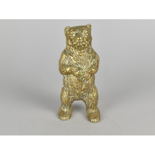 14 - A Heavy Solid Cast Brass Study of a Standing Black Forest Bear, 15cm High