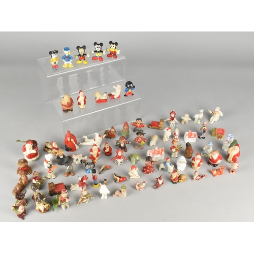 223 - A Collection of Various Vintage Christmas Cake Decoration Figures, Rubber Mickey Mouse, Wade etc