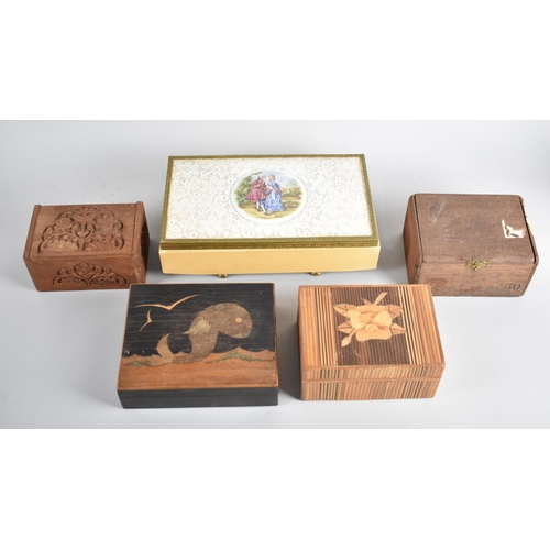 226 - A Collection of Five Various Jewellery and Cigar Boxes