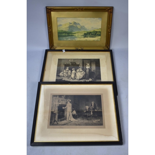 231 - A Pair of Edwardian Framed Monochrome Engravings and a Gilt Framed Print