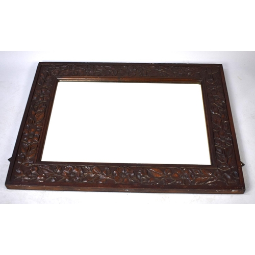 232 - A Mid 20th Century Carved Oak Framed Large Wall Mirror, 100x75cm