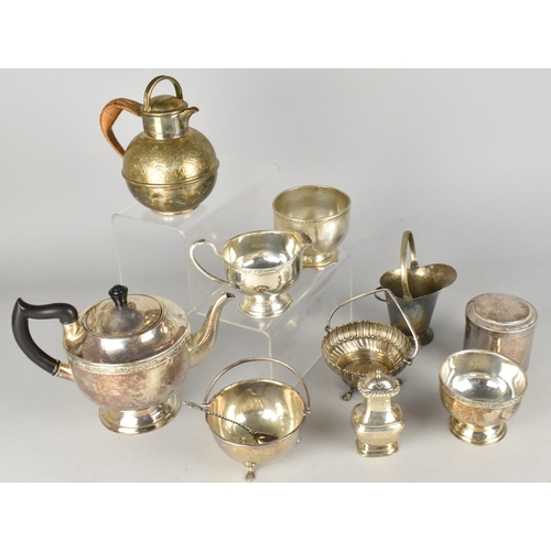 242 - A Collection of Silver Plate to Include Guernsey Jug, Teapot, Sugar Bowls etc