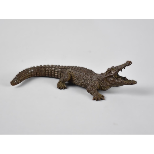 38 - A Signed Oriental Bronze Study of a Crocodile, Seal Mark Under, 15cm Long