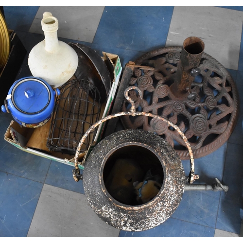 440 - A Collection of Various Sundries to Comprise Cast Iron Base, Metalwares, Dispenser etc