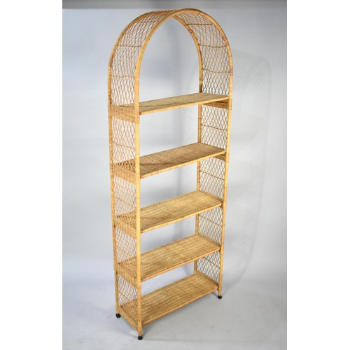 497 - A Modern Rattan Style Five Shelf Arched Unit, 76cm wide