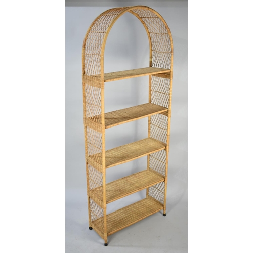 497 - A Modern Rattan Style Five Shelf Arched Unit, 76cm wide