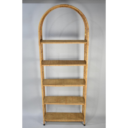 497 - A Modern Rattan Style Five Shelf Arched Unit, 76cm wide