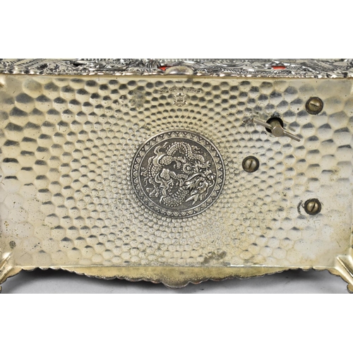 50 - A Mid 20th Century Oriental Musical Box, the Lid and Sides Decorated in Heavy Relief with Palace, Bu... 