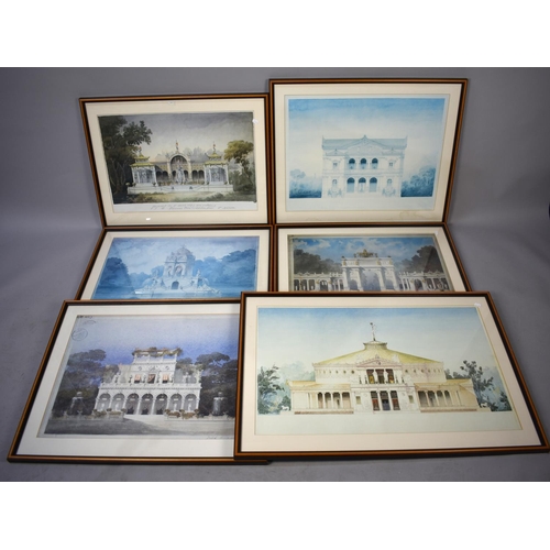 506 - A Set of Six Framed Matching Architectural Prints, Buildings in Paris, Subjects 64x44cm