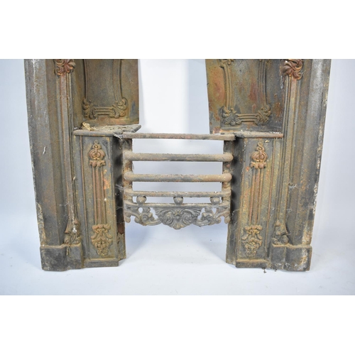 507 - A Late Victorian Cast Iron Inset Fireplace with Moulded Decoration, 89cm x 94cm high