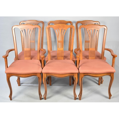 511 - A Modern Set of Six Dining Chairs with Pierced Splats and Two Include Two Carvers