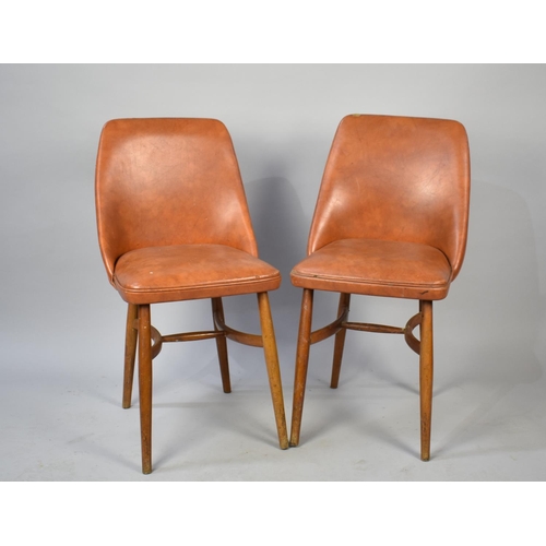 512 - A Pair of Leather Effect Vintage Dining Chairs