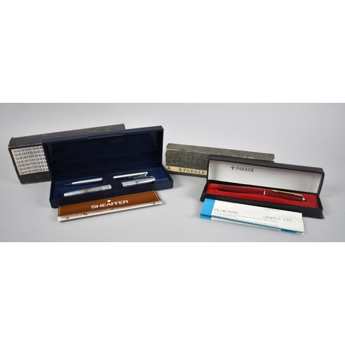 54 - A Cased Parker Ink Pen and a Sheaffer Stainless Steel Pen and Pencil Set