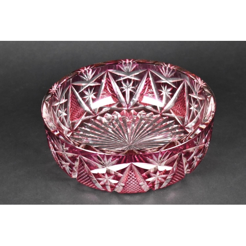 68 - A Mid 20th Century Bohemian Overlaid Cut Glass Bowl, 23cm Diameter and 8cm High