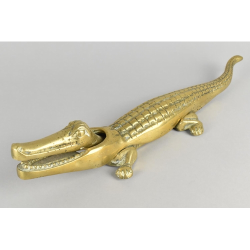 71 - A Large Heavy Brass Novelty Nutcracker in the Form of a Crocodile, 38cm Long