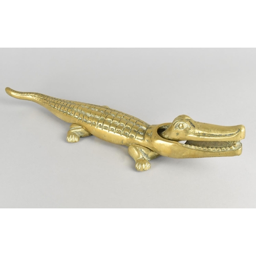 71 - A Large Heavy Brass Novelty Nutcracker in the Form of a Crocodile, 38cm Long