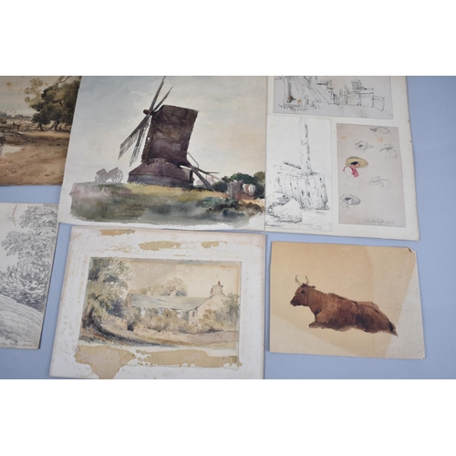 8 - A Collection of 19th Century Watercolours, All Unframed