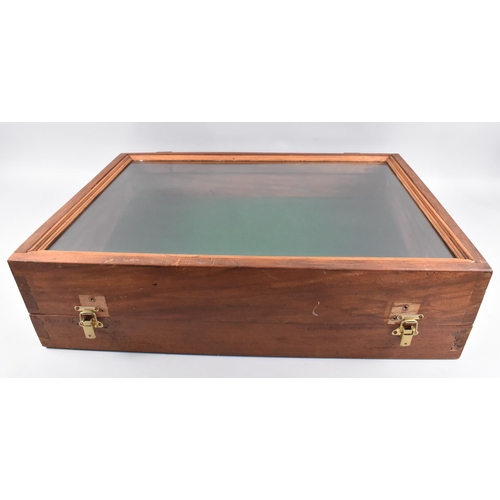 105 - A Mid/Late 20th Century Table Top Bijouterie Cabinet with Glazed Hinged Sloping Lid, 65cms by 49cms