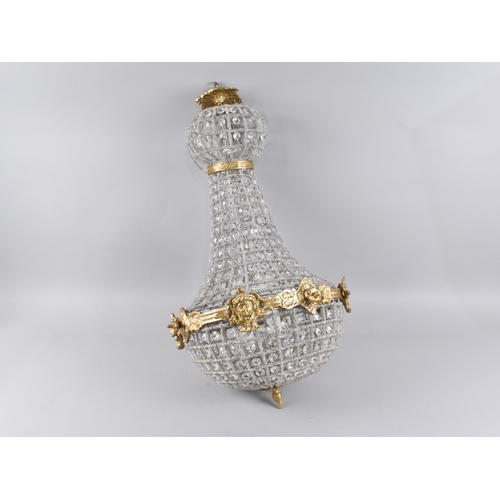 108 - A Reproduction French Style Ormolu and Faux Crystal Ceiling Chandelier, 63cms High Top Requires Slig... 