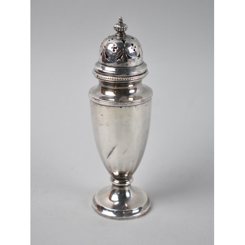 11 - A Silver Sugar Caster, Birmingham Hallmark, Rubbed, 16.5cms High