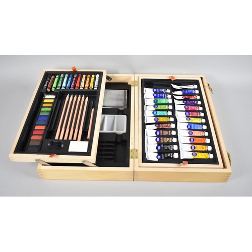 120 - A Reeves Water Colour Painting Set with Cantilevered Inner Trays, 38cms Wide