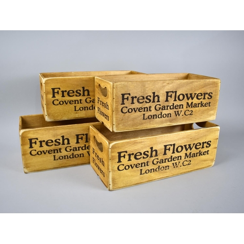 132 - A Set of Four Metal Lined Planter Boxes Inscribed 