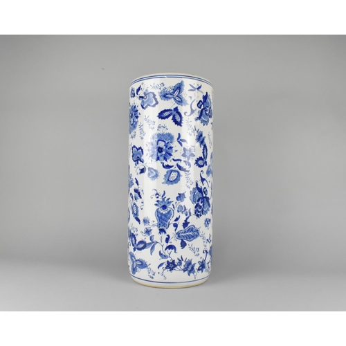 133 - A Modern Cylindrical Blue and White Stick Stand, 45cms High