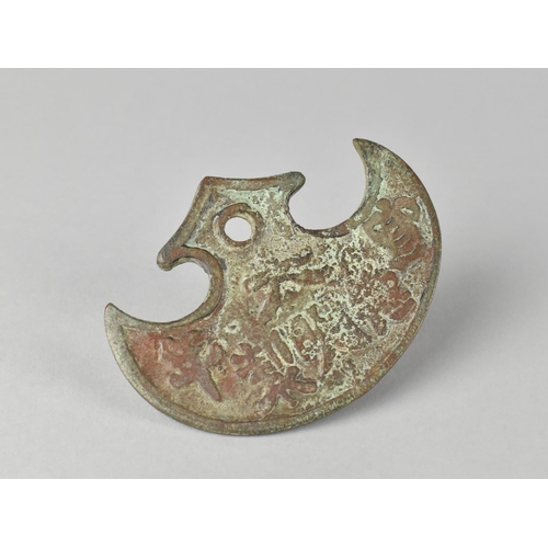 14 - A Patinated Bronze Neck Badge with Paper Label Inscribed 