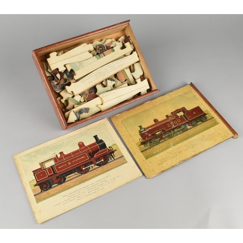 2 - An Early 20th Century Double Sided Fret Cut Wooden Jigsaw, Midland Railway Tank Loco and Great Centr... 