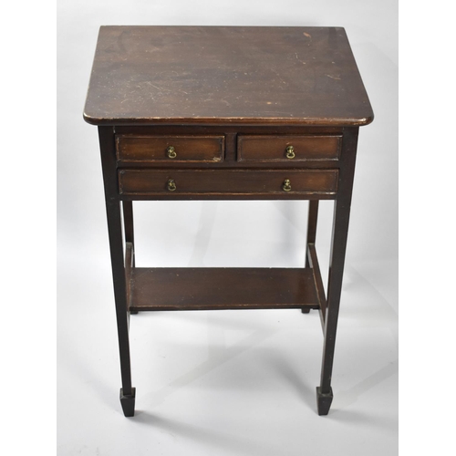 23 - An Edwardian Mahogany Work Table with Two Short and One Long Drawers, Tapering Square Supports Culmi... 