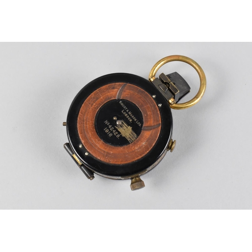 33 - A WWI Short and Mason Marching Compass Dated 1916 and Numbered 42428 in Leather Case by Martins, Bir... 