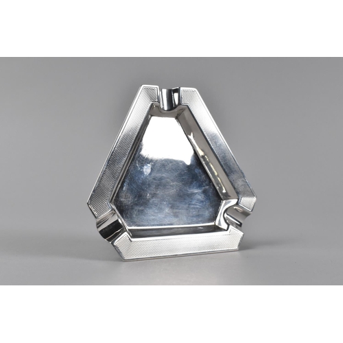 35 - Asprey of London: An Art Deco Triangular Silver Ashtray, 8.5cms Diameter